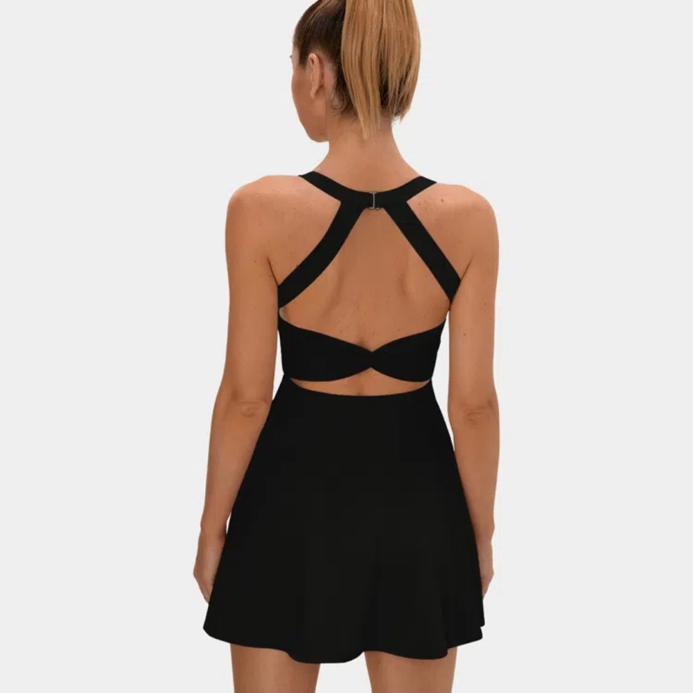 HALARA Backless Crisscross Active Dress-Easy Peezy Edition Black Medium